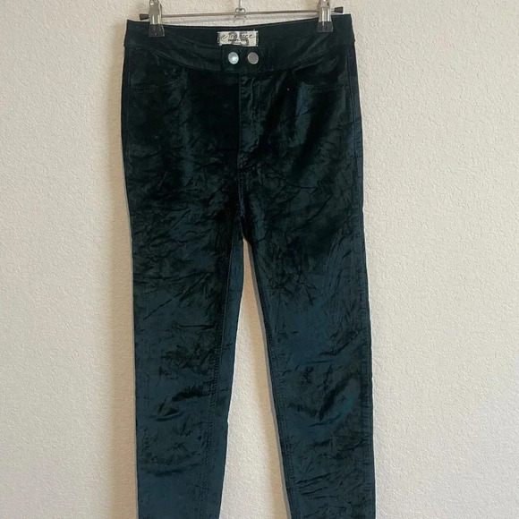 Free People Sweet Jane Velvet Jeans Green Womens Skinny Size 25 - Picture 5 of 9